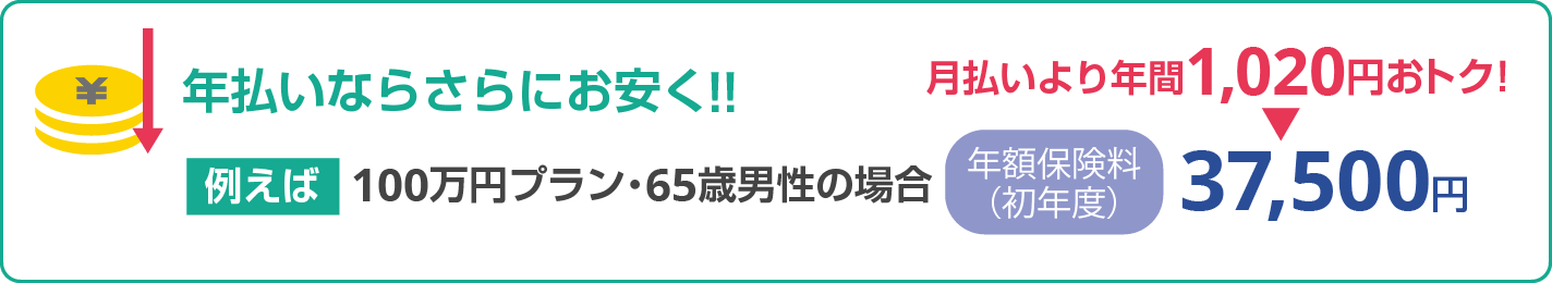 年払いならさらにお安く！